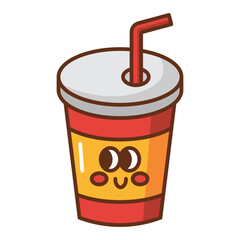 Kawaii Soda in a cup cartoon icon.