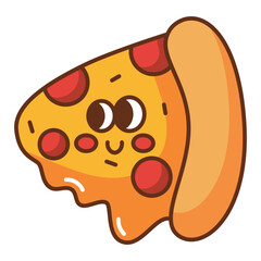 Kawaii Pizza slice cartoon icon.