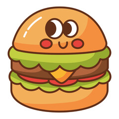 Kawaii Burger cartoon icon.