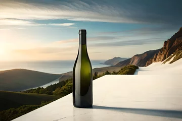 Fotobehang wine bottle presentation mockup , no label , wine branding and advertising © eric