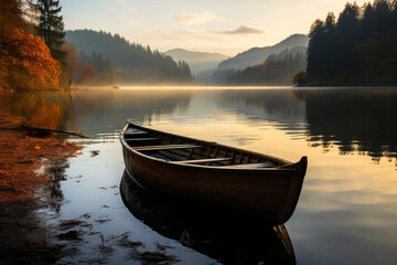 Serenity Unveiled: Rowboat Amidst Autumn Splendor