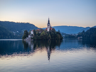 Naklejka premium Landscape of Lake Bled in Slovenia
