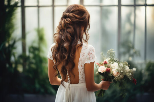 A Romantic Bride with Flowers in Her Hair