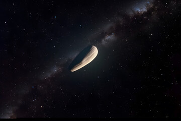 A comet, an asteroid, a meteorite falls to the ground against a starry sky. Neural network AI generated art