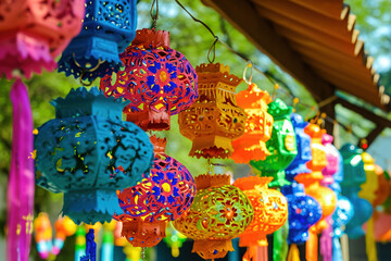 Festive decorations and vibrant colors at cultural events.