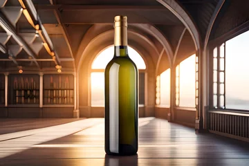 Fotobehang wine bottle presentation template , no label , wine branding and advertising ,  © eric