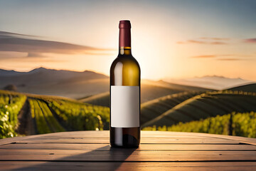 Fototapeta premium one single 750ml wine bottle with blank label , wine branding mockup
