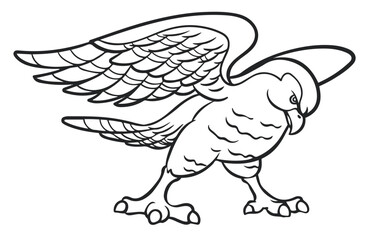 Illustration of eagle, hawk, falcon. drawing with line art on white backgrounds. Simple Design Outline Style. You can give color you like. Vector Illustrations