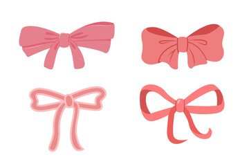 Ribbon and bow hand drawn for element, celebration, illustration, gift and valentine. Doodle style