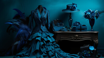 Cobalt blue and black to indigo teal artistic