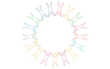 Naklejka premium SDGs colors, people holding hands in a circle