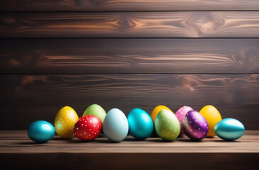 
blank sheet with dough for text Easter eggs on a wooden background