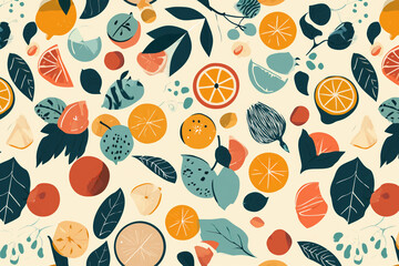 A colorful pattern made from fruits. Vintage style poster illustration. - obrazy, fototapety, plakaty