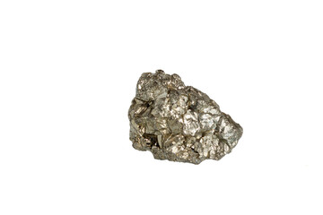 pyrite mineral stone macro on white background