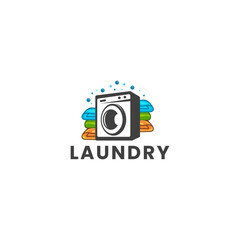 Vector full colour laundry washing machine logo suitable for cleaning business
