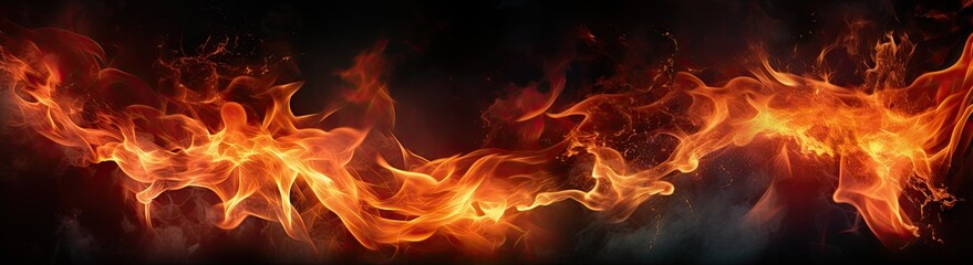 Fototapeta na wymiar red burning flames on a black background