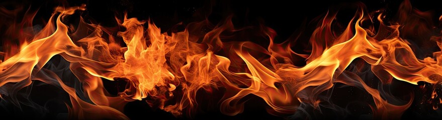 red burning flames on a black background