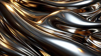 3D abstract silver background with golden glow illustration