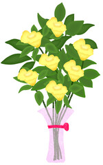 yellow flowers in a bouquet.