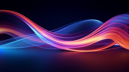 Fototapeta premium abstract neon background with wavy glowing line in blue and orange 3d rendering