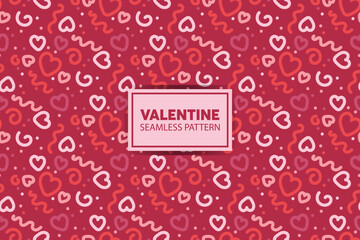 seamless pattern background of hearts with cute style in pink color