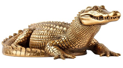 Naklejka premium Golden Crocodile Isolated