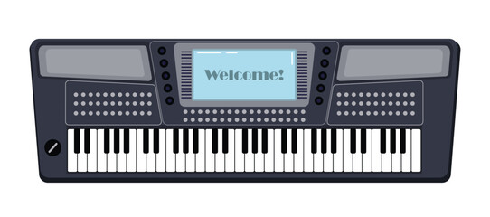 Electronic keyboard instrument - synthesizer, on white background