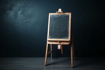 Empty stand with a blue chalkboard. Generative AI