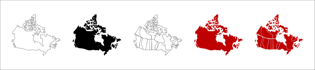 Canada map. Map of Canada. North america map in modern different styles. Canada map. 