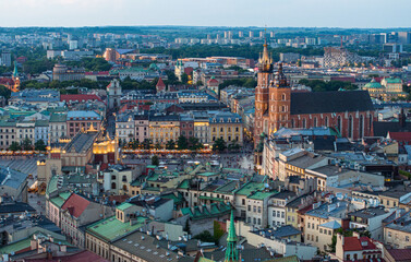 Krakow Stare miasto widok z drona - obrazy, fototapety, plakaty