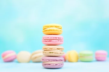 Fototapeten assorted colorful macarons stacked in a pyramid shape © Alfazet Chronicles