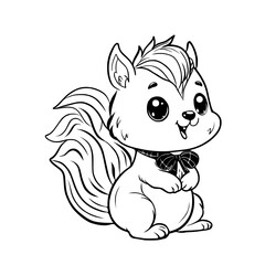 Squirrel  coloring book for children.