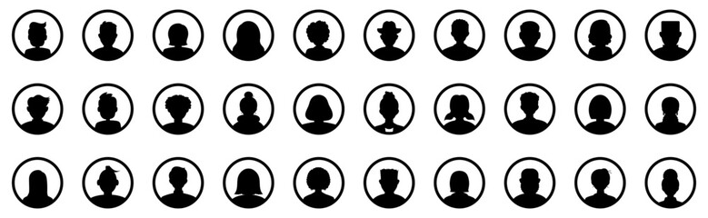 User people silhouette. Black silhouette people avatar. User people icons. Circle people avatar icons. Profile signs - obrazy, fototapety, plakaty
