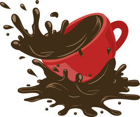 Red cup Spilled coffee vector