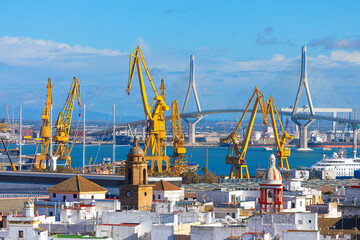 Panoramic view of the port of Cadiz, Andalusia, Spain © Leilani