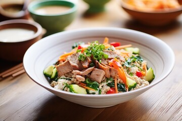 deconstructed kebab bowl with quinoa and veggies
