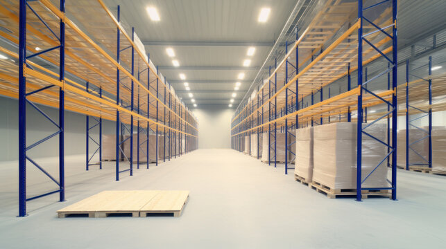 Interior of big empty warehouse