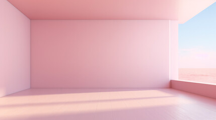 interior of pink empty room background 3d render