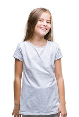 Fototapeta premium Young beautiful girl over isolated background smiling looking side and staring away thinking.