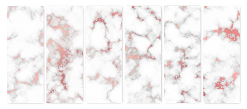 Set of rose gold marble texture background