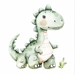 Naklejka premium Euoplocephalus Dinosaur Cartoon Character Watercolor Handmade Style Illustration Clipart