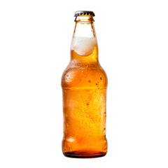 Ice cold bottle of beer. Isolated on transparent background, PNG