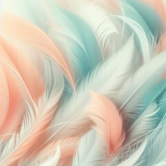 background of delicate feathers in pastel colors abstract, Al Generation