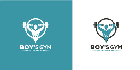 Fitness Center logo. Sport and fitness logo Design . Gym Logo Icon Design free Vector. - obrazy, fototapety, plakaty
