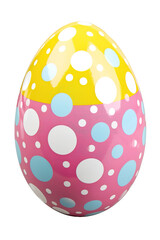 colorful Easter egg with white dots isolated on transparent background, png 