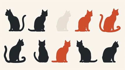 Set Minimalist Logo Cats