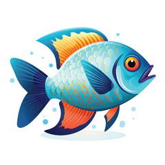 Naklejka premium Tropical Fish Painting for Living Room Wall