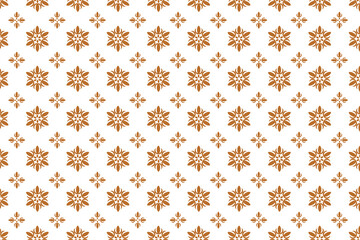 Golden vector floral seamless pattern. Abstract luxury geometric ornamental texture with small flower silhouettes. Gold and white simple ornament in oriental style. 
