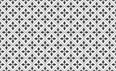 Flower geometric pattern. Seamless vector background. White and black ornament