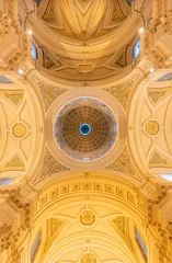 Foto op Aluminium VICENZA, ITALY - NOVEMBER 7, 2023: The cupola of baroque church Chiesa di Santo Stefano. © Renáta Sedmáková